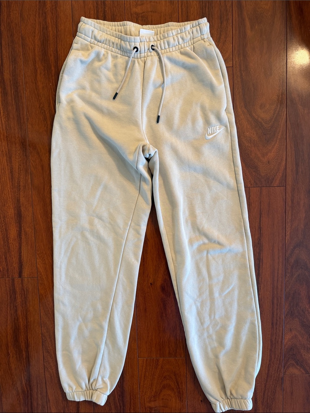 Nike Beige Fleece Joggers with Embroidered Logo - Picture 2 of 4